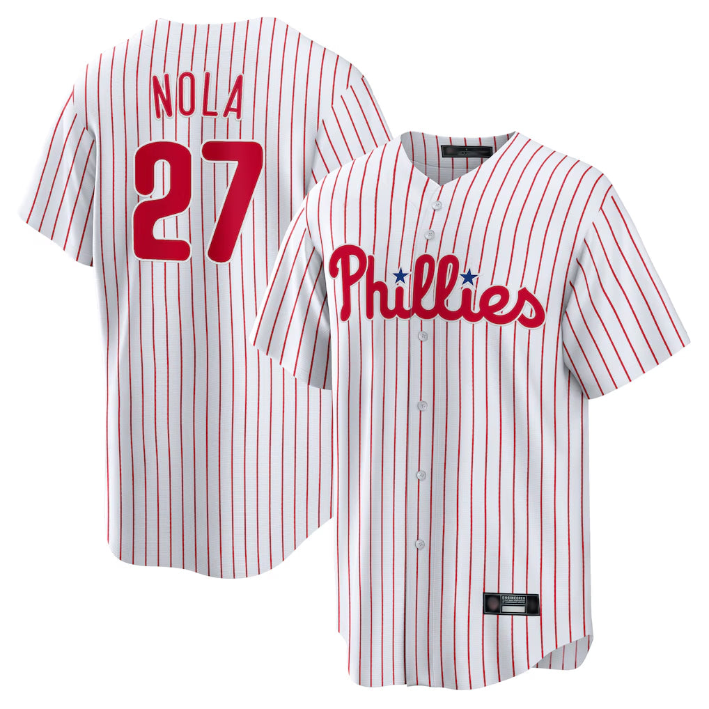 P.Phillies #27 Aaron Nola Player White Home Game Fdoa Stitched Jerseys