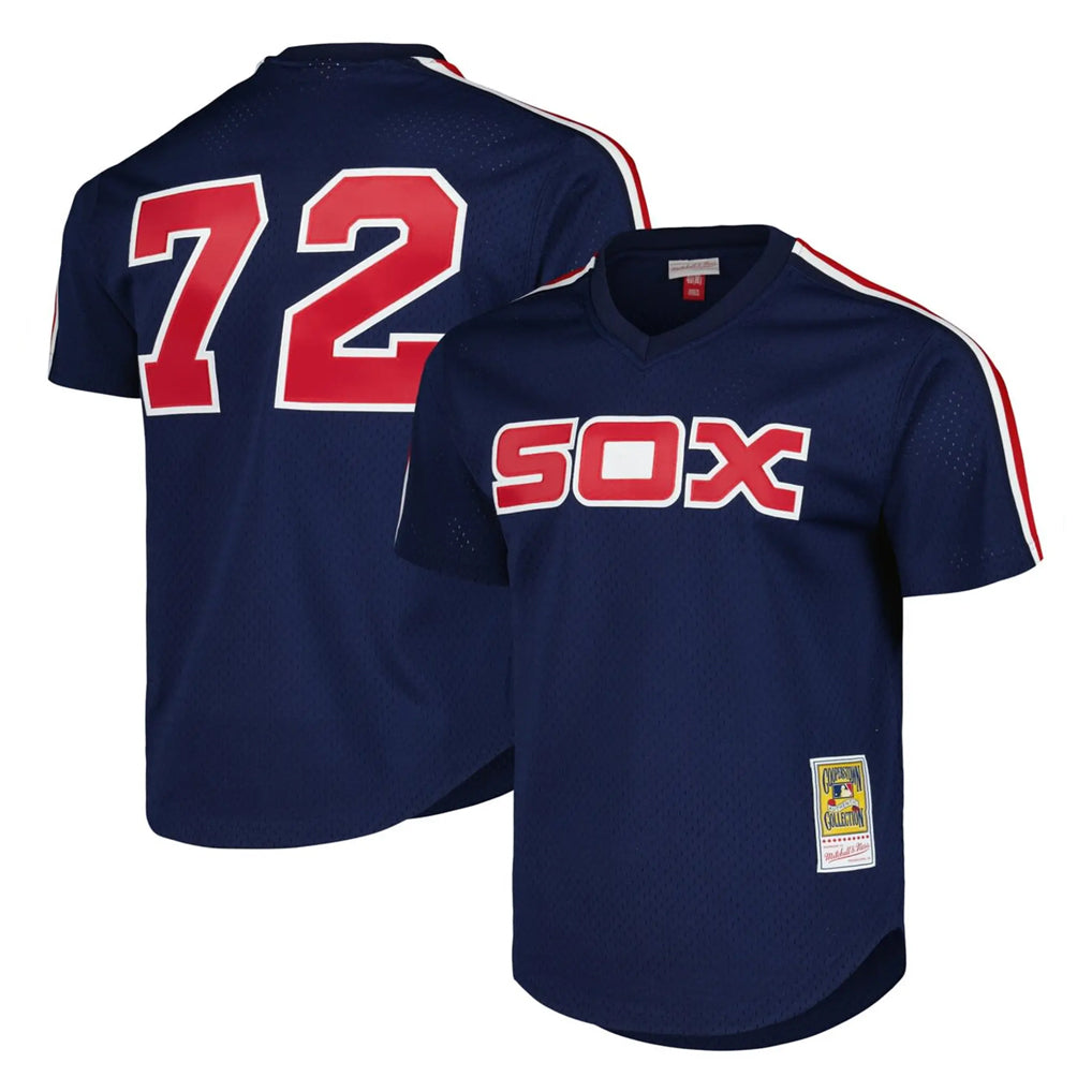C.White Sox #72 Carlton Fisk Player Navy Mitchell & Ness Cooperstown Collection Mesh Game Gdoa Stitched Jerseys