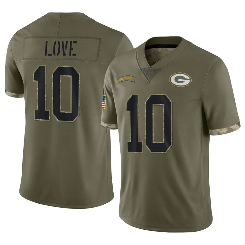 GB.Packers #10 Jordan Love Player Olive Salute To Service Limited Gdoa Stitched Jerseys