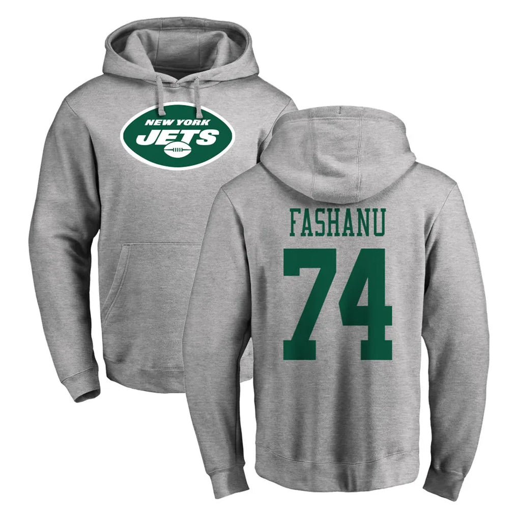 NY.Jets #74 Olu Fashanu Player Gray LOGO Pullover Hoodies Limited Game Gdoa Stitched Jerseys