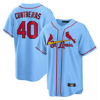 St. Louis Cardinals #40 Willson Contreras Player Light Blue Home Game Fdoa Stitched Jerseys