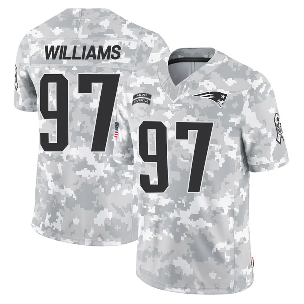 NE.Patriots #97 Milton Williams Player Arctic Camo Salute To Service Limited Game Gdoa Stitched Jerseys