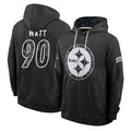 P.Steelers #90 T.J. Watt Player 2026 Black Logo Pullover Hoodies Limited Game Gdoa Stitched Jerseys