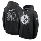 P.Steelers #90 T.J. Watt Player 2026 Black Logo Pullover Hoodies Limited Game Gdoa Stitched Jerseys