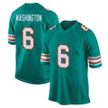 M.Dolphins #6 Malik Washington Player Aqua Alternate Home Game Gdoa Stitched Jerseys