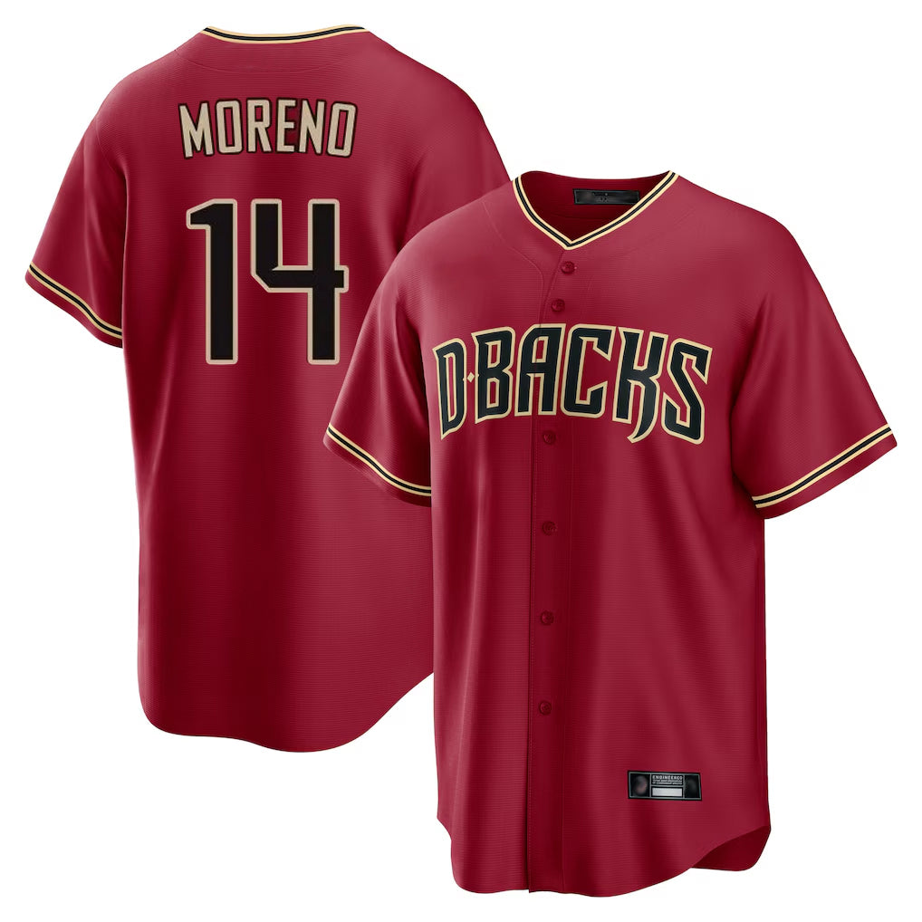 A.Diamondbacks #14 Gabriel Moreno Player Red Home Game Gdoa Stitched Jerseys