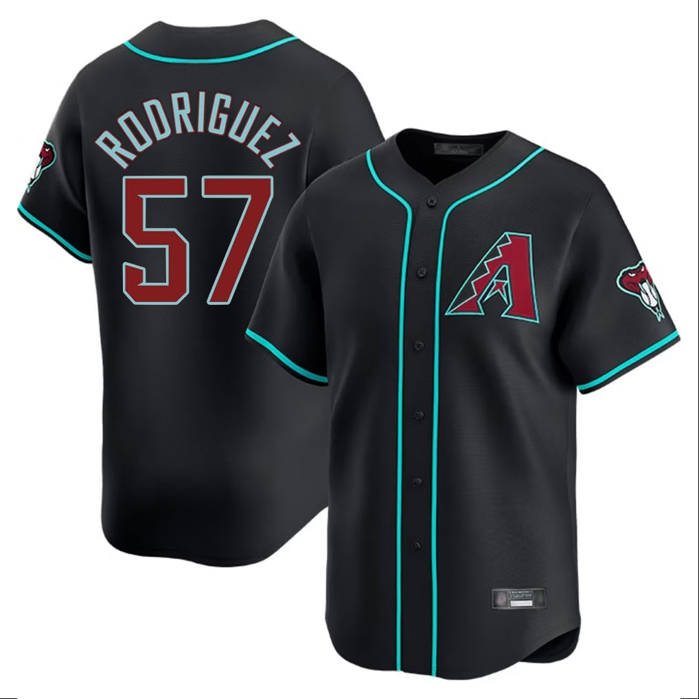 A.Diamondbacks #57 Eduardo Rodriguez Player Black Limited Home Game Gdoa Stitched Jerseys