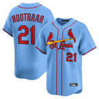 St. Louis Cardinals #21 Lars Nootbaar Player Light Blue Home Limited Fdoa Stitched Jerseys