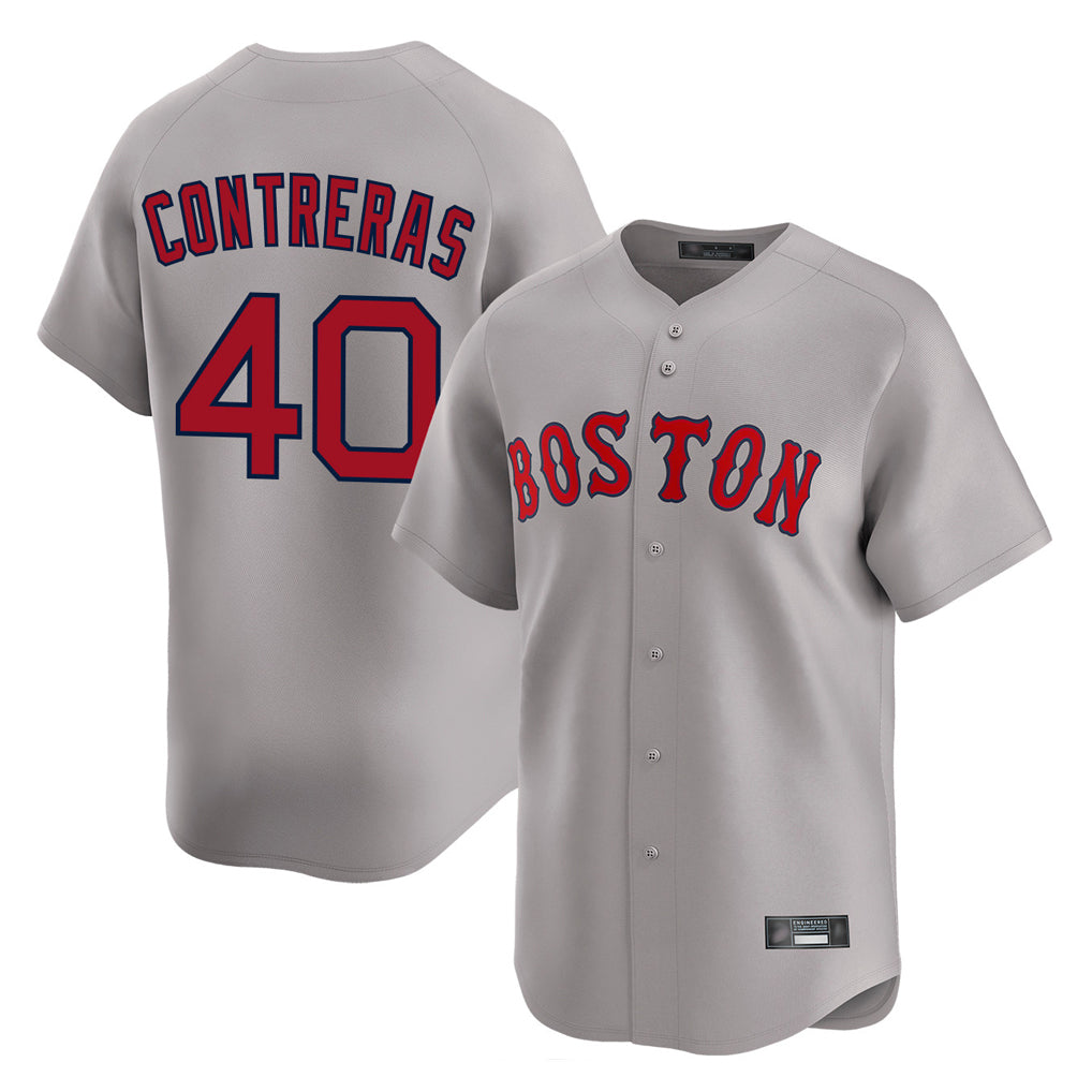 B.Red Sox #40 Willson Contreras Player Gray Road Limited Home Game Gdoa Stitched Jerseys