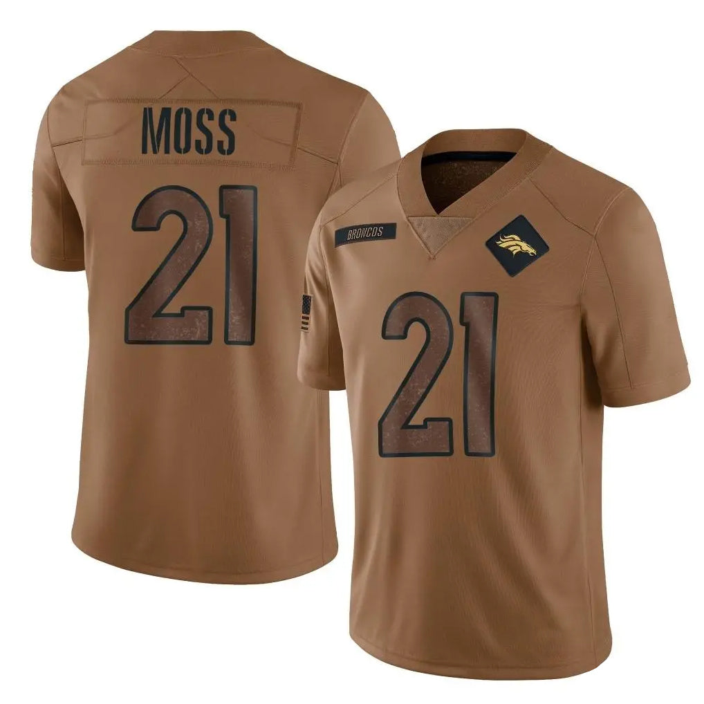 D.Broncos #21 Riley Moss Player Brown Salute To Service Limited Gdoa Stitched Jerseys