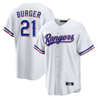 T.Rangers #21 Jake Burger Player White Home Limited Fdoa Stitched Jerseys