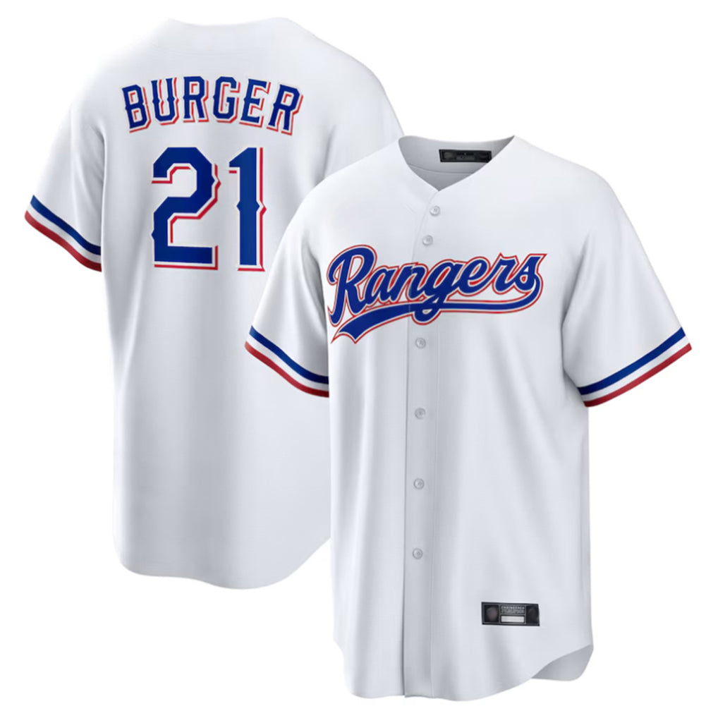 T.Rangers #21 Jake Burger Player White Home Limited Fdoa Stitched Jerseys