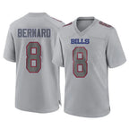 B.Bills #8 Terrel Bernard Player Gray Home Game Gdoa Stitched Jerseys