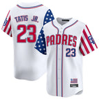S.Diego Padres #23 Fernando Tatis Jr Player White Independence Day Home Limited Fdoa Stitched Jerseys