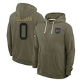 B.Bills #0 Keon Coleman Player Olive Salute To Service Hoodies Game Gdoa Stitched Jerseys