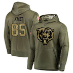 C.Bears #85 Cole Kmet Player Olive Salute to Service Pullover Hoodies Home Game Gdoa Stitched Jerseys