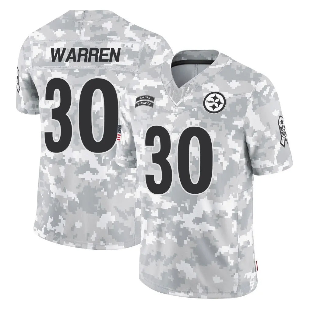 P.Steelers #30 Jaylen Warren Player Arctic Camo Limited Salute To Service Home Game Gdoa Stitched Jerseys