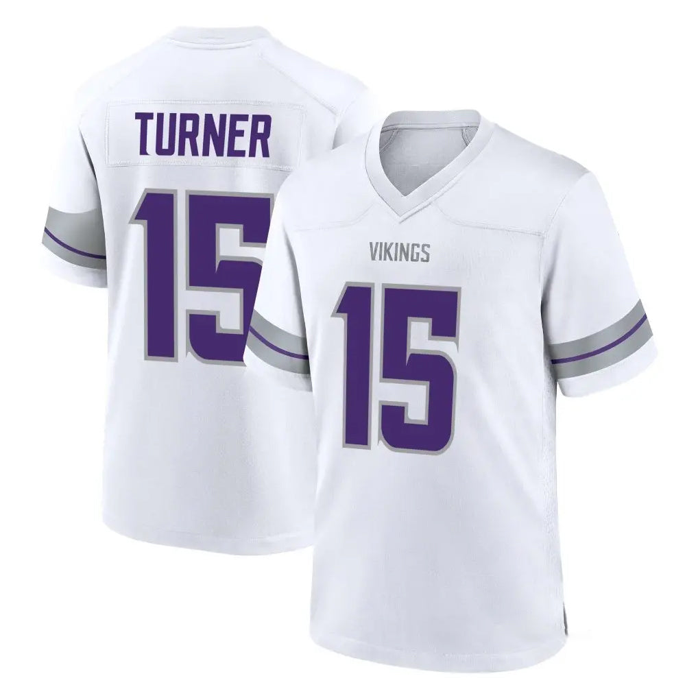 M.Vikings #15 Dallas Turner Player White Alternate Home Game Gdoa Stitched Jerseys