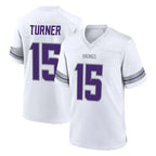 M.Vikings #15 Dallas Turner Player White Alternate Home Game Gdoa Stitched Jerseys
