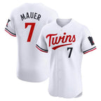 M.Twins #7 Joe Mauer Player White Home Limited Elite Fdoa Stitched Jerseys