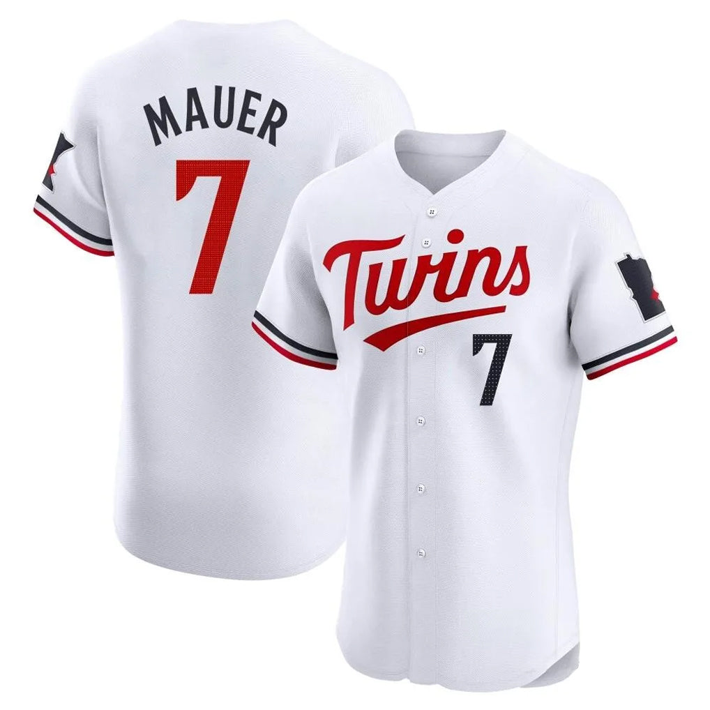M.Twins #7 Joe Mauer Player White Home Limited Elite Fdoa Stitched Jerseys