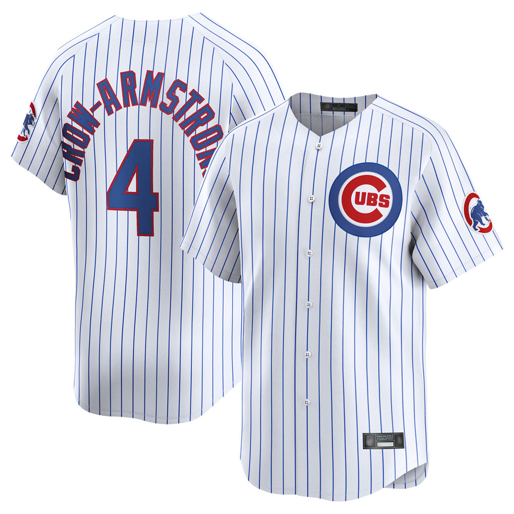 C.Cubs #4 Pete Crow-Armstrong Player White Limited Home Game Gdoa Stitched Jerseys