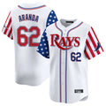 T.Bay Rays #62 Jonathan Aranda Player White 2025 Independence Day Vapor Premier Limited Fdoa Stitched Jerseys