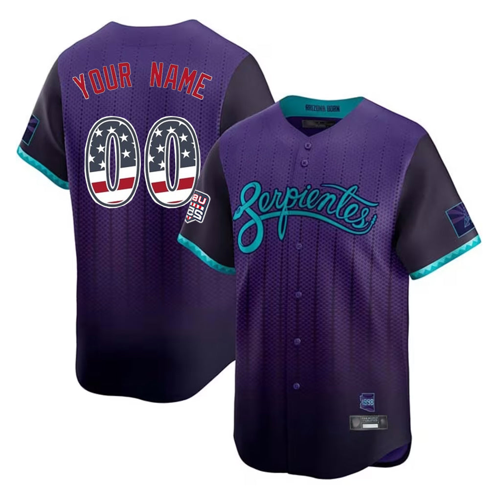 Custom A.Diamondbacks Purple City Connect USA 250 Fourth of July Limited Home Game Any Name & Number Gdoa Stitched Jerseys