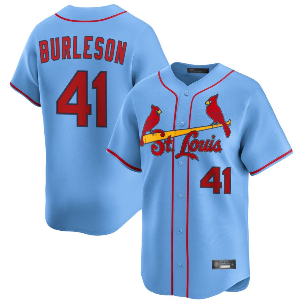 St. Louis Cardinals #41 Alec Burlesona Player Light Blue Home Limited Fdoa Stitched Jerseys