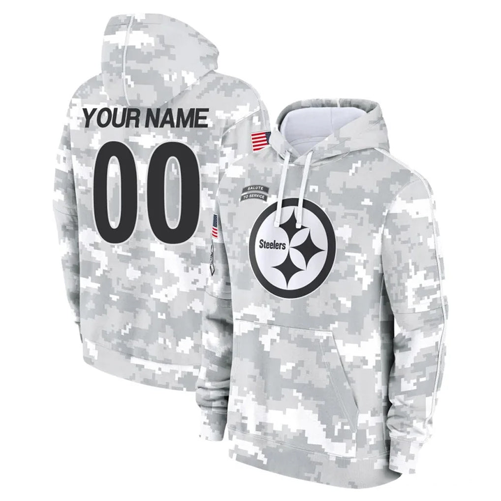 Custom P.Steelers Arctic Camo Limited Salute to Service Pullover Hoodies Game Any Name & Numbers Gdoa Stitched Jerseys