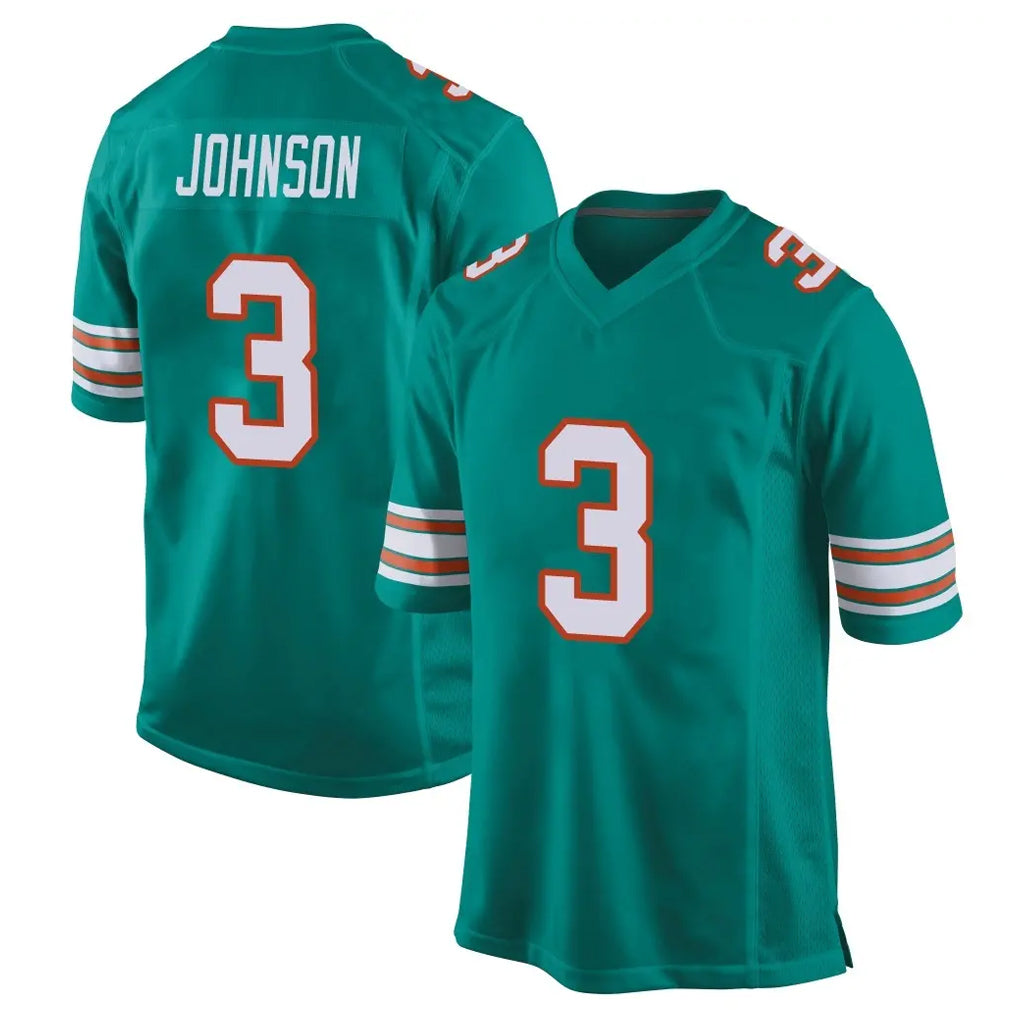 M.Dolphins #3 Chris Johnson Player Aqua Alternate Home Game Gdoa Stitched Jerseys
