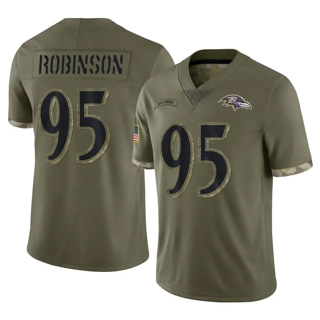 B.Ravens #95 Tavius Robinson Player Olive Salute To Service Gdoa Stitched Jerseys