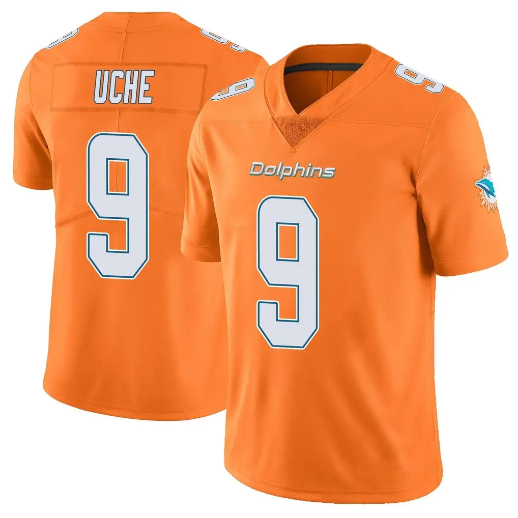 M.Dolphins #9 Joshua Uche Player Orange Limited Home Game Gdoa Stitched Jerseys