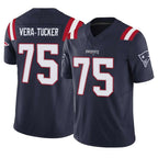 NE.Patriots #75 Alijah Vera-Tucker Player Navy Limited Vapor F.U.S.E. Home Game Gdoa Stitched Jerseys