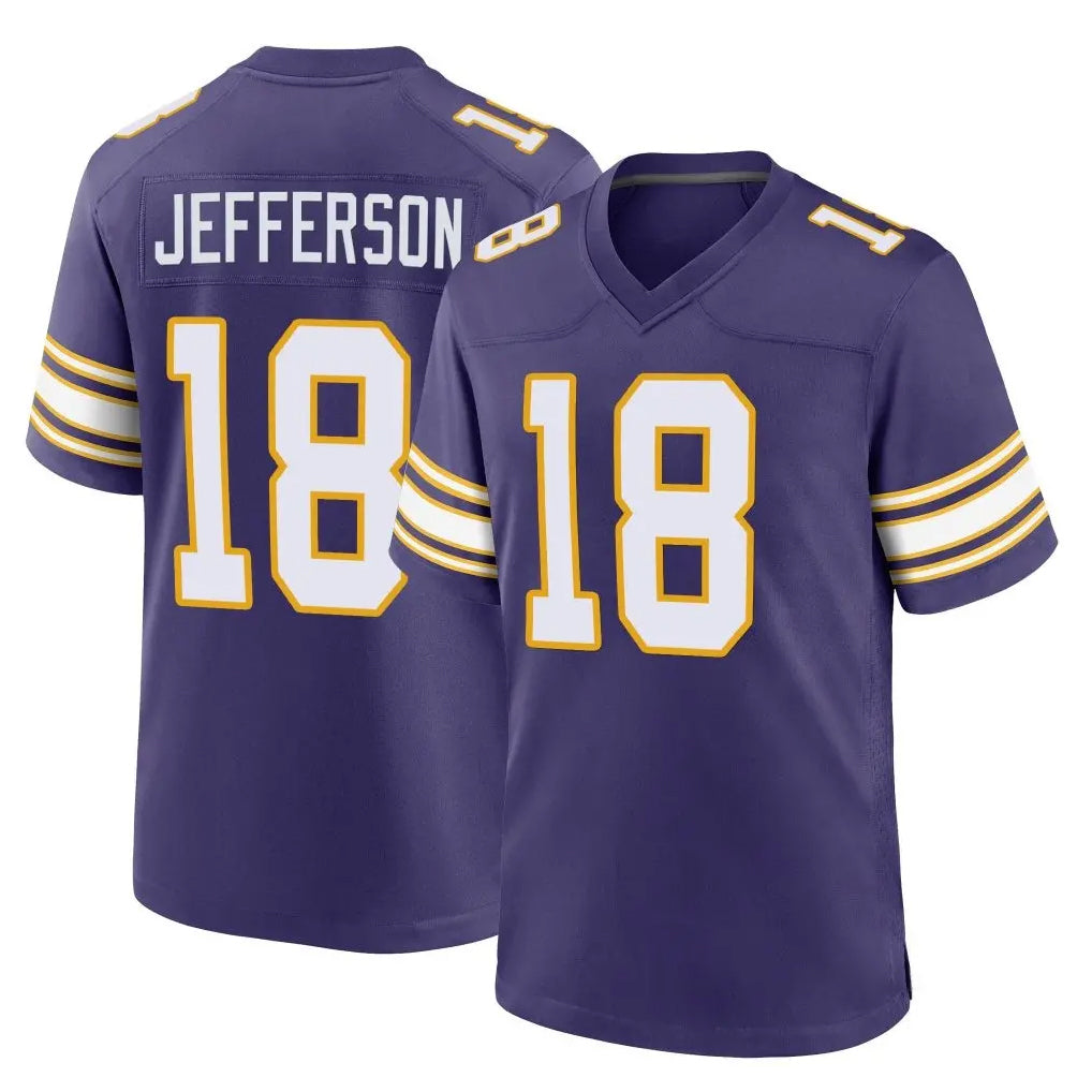M.Vikings #18 Justin Jefferson Player Purple Classic Home Game Gdoa Stitched Jerseys