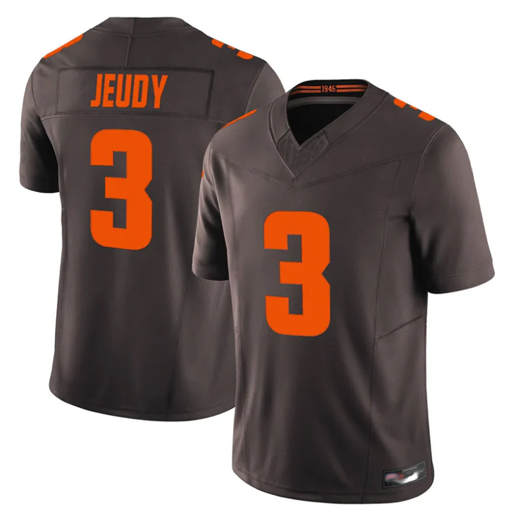 C.Browns #3 Jerry Jeudy Player Brown Limited Vapor F.U.S.E. Alternate Game Gdoa Stitched Jerseys