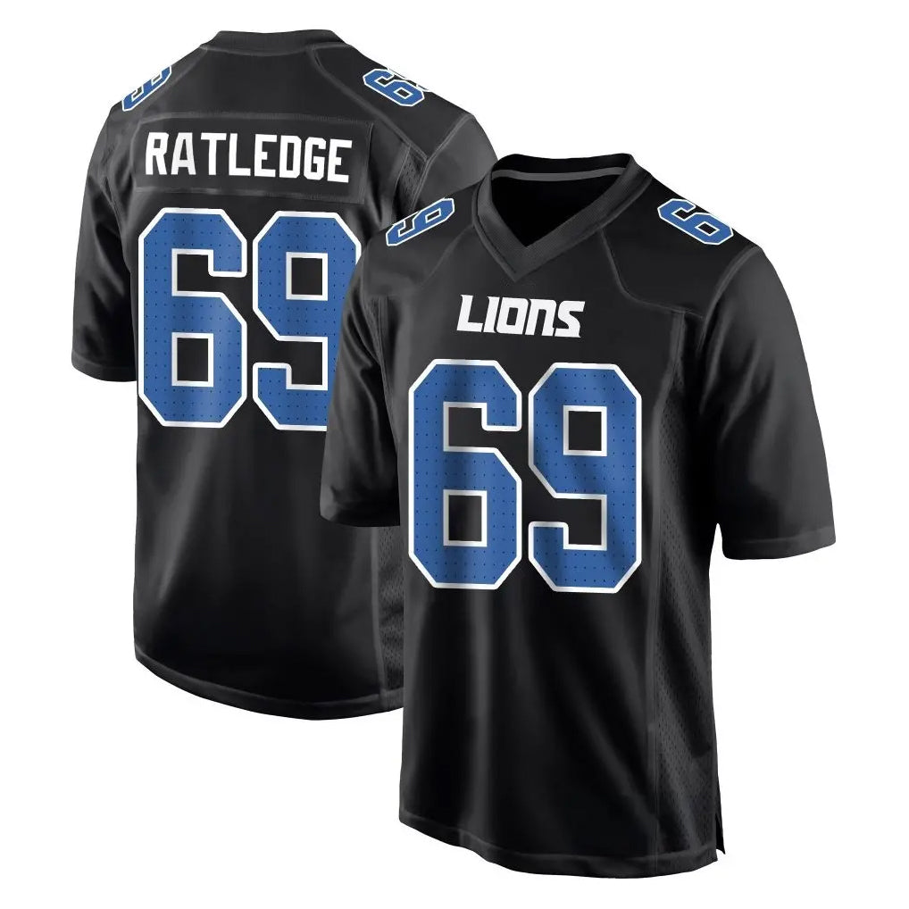 D.Lions #69 Tate Ratledge Player Black Fashion Home Game Gdoa Stitched Jerseys
