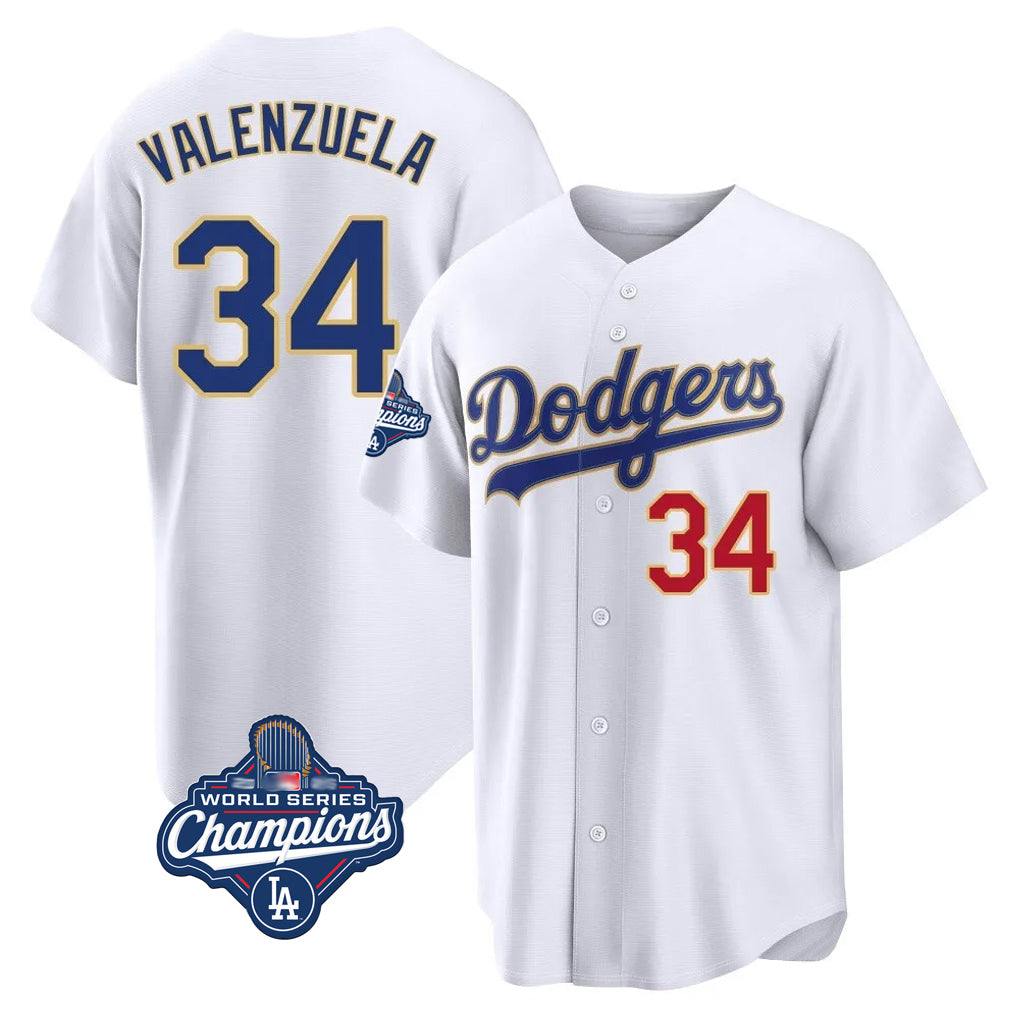 LA.Dodgers #34 Fernando Valenzuela Player Gold White World Series Meet 2026 Collection Stadium Limited Fdoa Stitched Jerseys