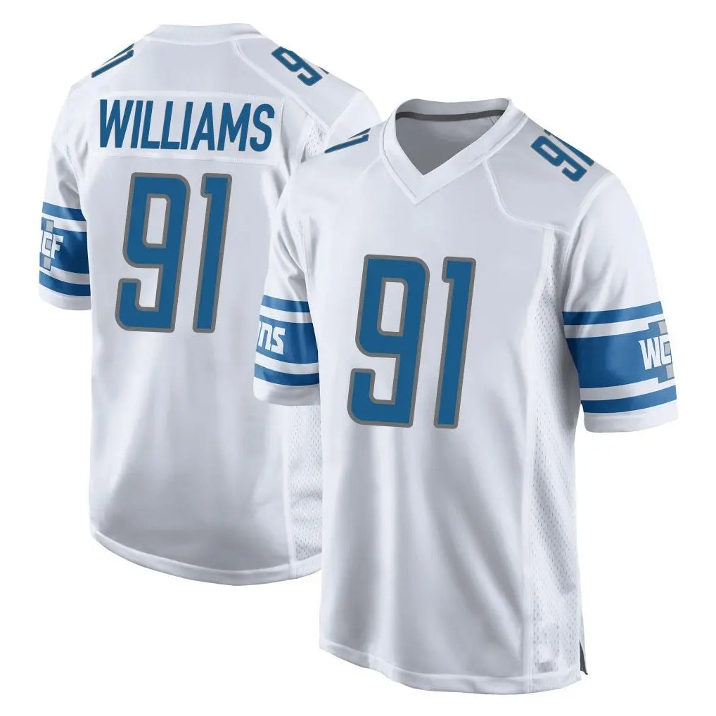 D.Lions #91 Tyleik Williams Player White Home Game Gdoa Stitched Jerseys