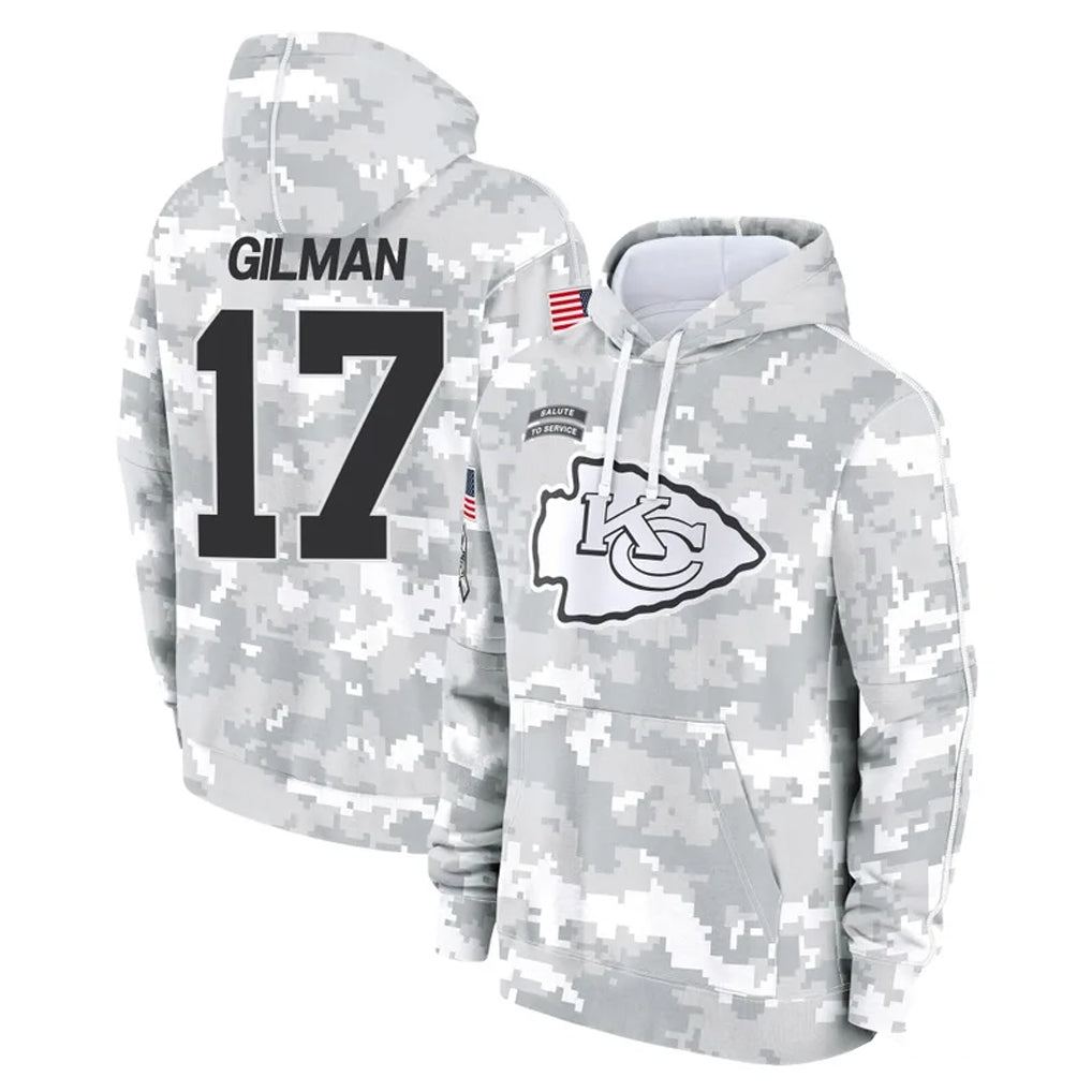 KC.Chiefs #17 Alohi Gilman Player Arctic Camo Salute to Service Hoodies Limited Game Gdoa Stitched Jerseys