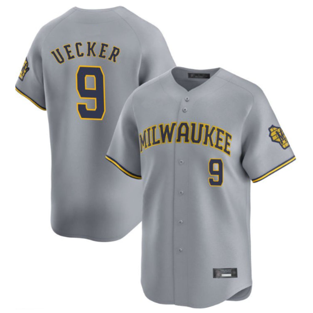 M.Brewers #9 Bob Uecker Player Gray Home Limited Fdoa Stitched Jerseys