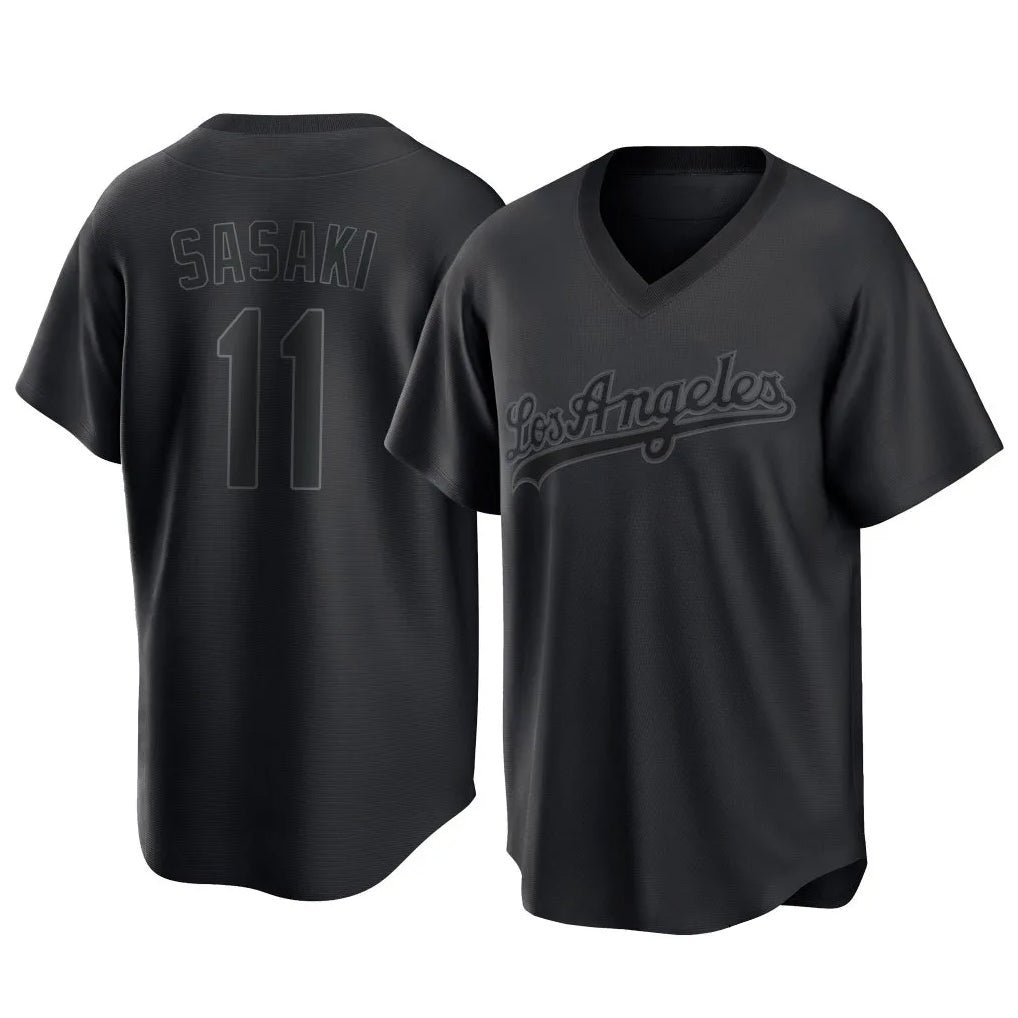 LA.Dodgers #11 Roki Sasaki Player Black Pitch Fashion T-shirt Fdoa Stitched Jerseys