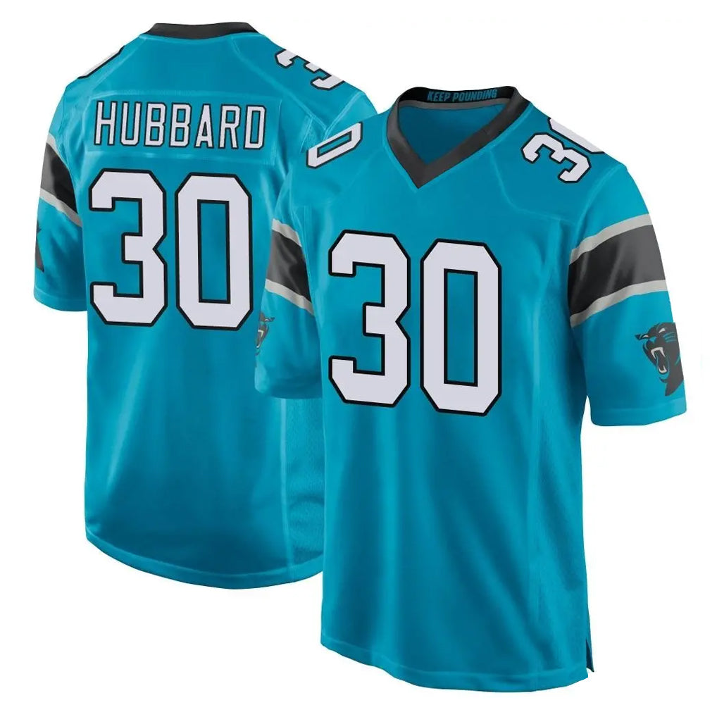 C.Panthers #30 Chuba Hubbard Player Blue Game Gdoa Stitched Jerseys