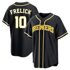 M.Brewers #10 Sal Frelick Player Black Fashion Out Home Game Fdoa Stitched Jerseys