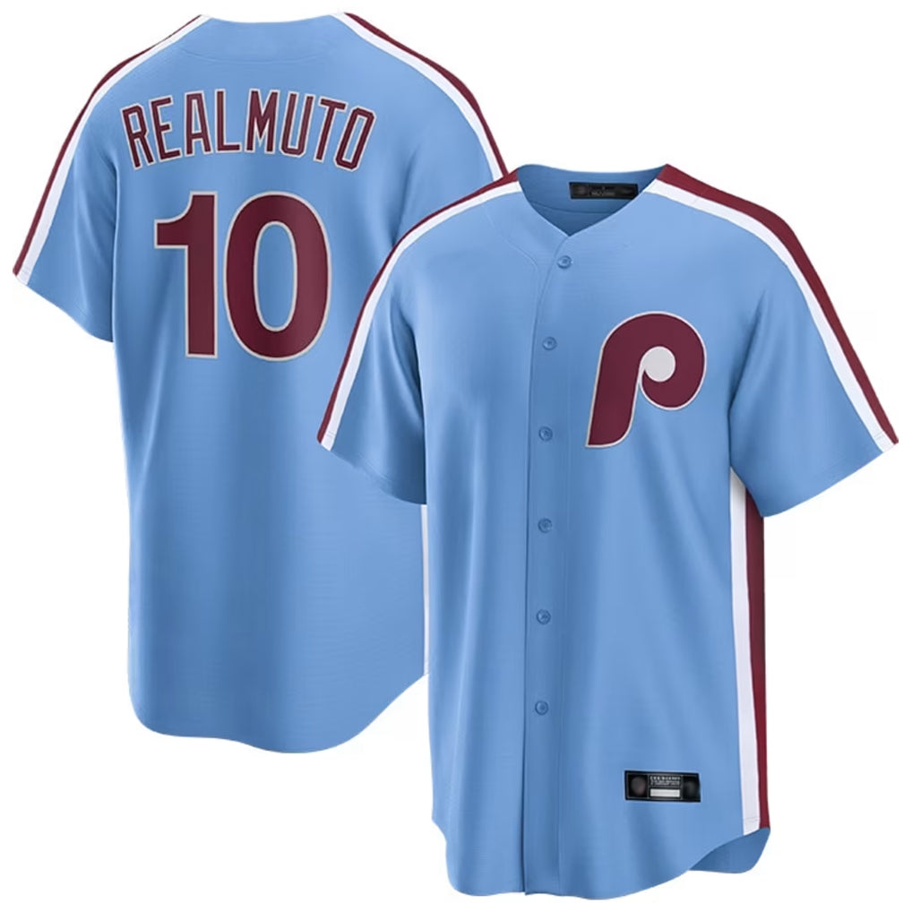 P.Phillies #10 J.T. Realmuto Player Light Blue Home Game Fdoa Stitched Jerseys
