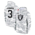 LV.Raiders #3 Taron Johnson Player Arctic Camo Salute to Service Hoodies Limited Game Stitched Jerseys