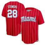 M.Marlins #28 Kyle Stowers Player Red City Connect Home Game Fdoa Stitched Jerseys