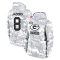 GB.Packers #8 Josh Jacobs Player Arctic Camo Salute to Service Hoodies Limited Game Gdoa Stitched Jerseys