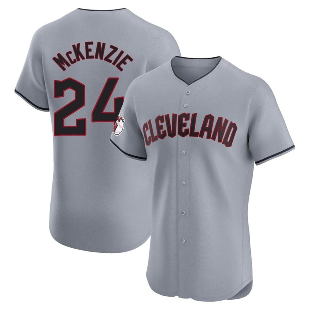 C.Guardians #24 Triston McKenzie Player Gray Road Limited Elite Home Gdoa Stitched Jerseys