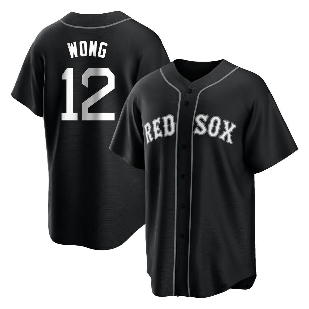 B.Red Sox #12 Connor Wong Player Black Home Game Gdoa Stitched Jerseys